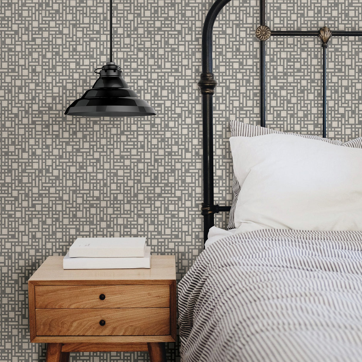 Bento Grey Geometric Wallpaper with Modern Geometric Box Motif - A-Street Prints 2764-24341