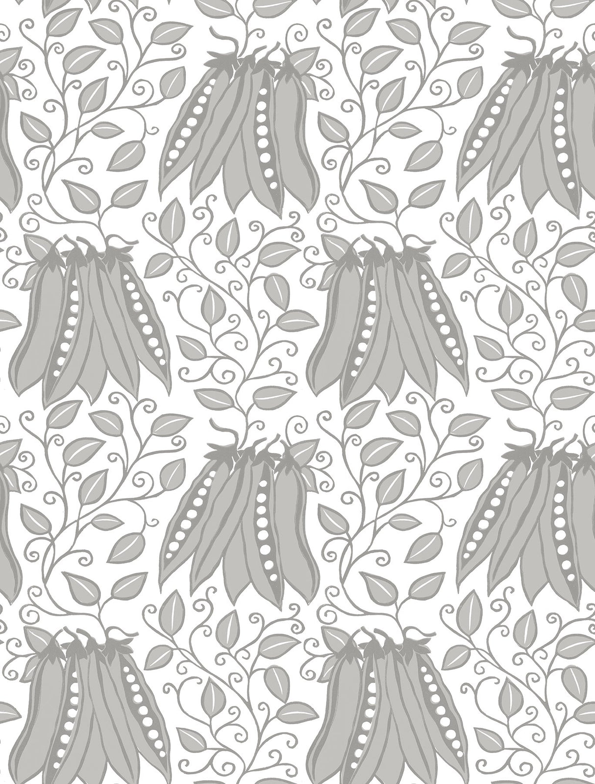 Peas in a Pod Light Grey Garden Wallpaper with Scandinavian Botanical Fruit Motif - A-Street Prints 2821-25119