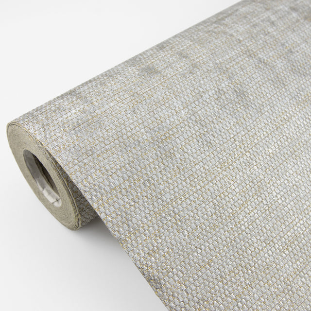 Kongur Silver Grasscloth Wallpaper