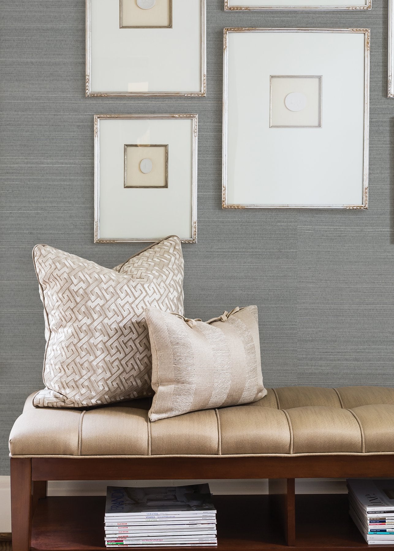 Binan Grey Grasscloth Wallpaper