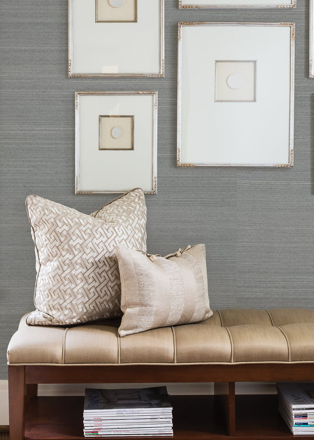 Binan Grey Grasscloth Wallpaper