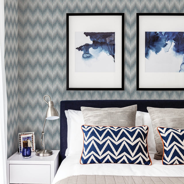 Whistler Slate Ikat Texture Wallpaper with Modern Geometric Ikat Linen Look - A-Street Prints 2829-82006