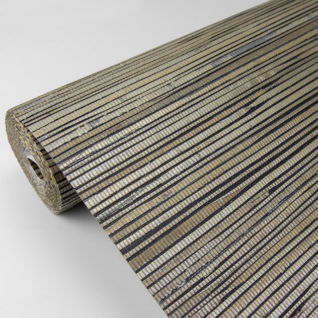 Surin Metallic Grasscloth Wallpaper in Metallic Pewter and Beige Texture Pattern - A-Street Prints 2829-82032