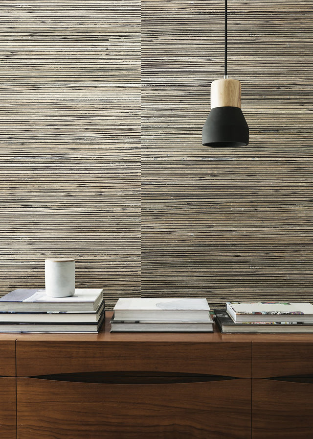 Surin Metallic Grasscloth Wallpaper in Metallic Pewter and Beige Texture Pattern - A-Street Prints 2829-82032