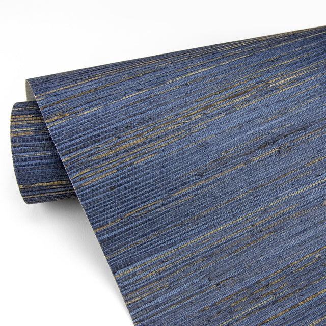 Pattini Indigo Grasscloth Wallpaper with Textured Woven Pattern - A?Street Prints 2829-82042