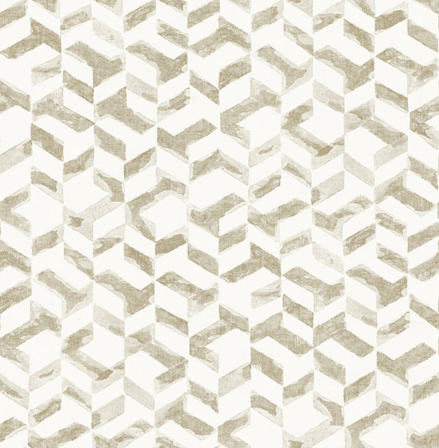 Instep Champagne Abstract Geometric Wallpaper with Modern Chevron Graphics - A-Street Prints 2902-25500