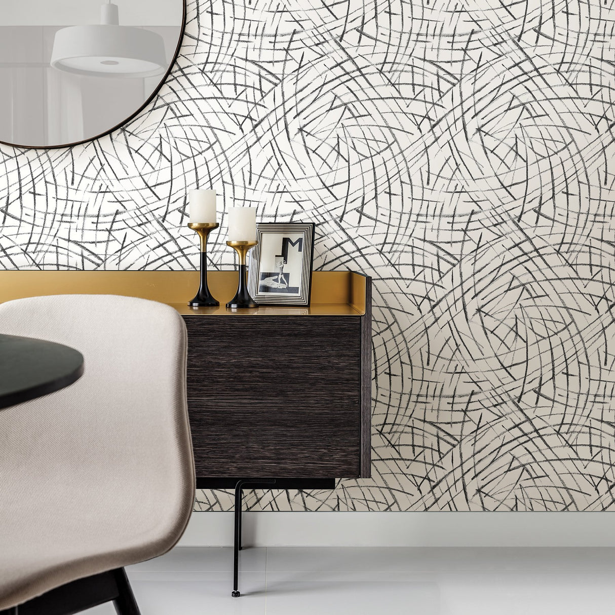 Willy Nilly Black Brushstrokes Wallpaper with Abstract Distressed Textures - A-Street Prints 2902-25506