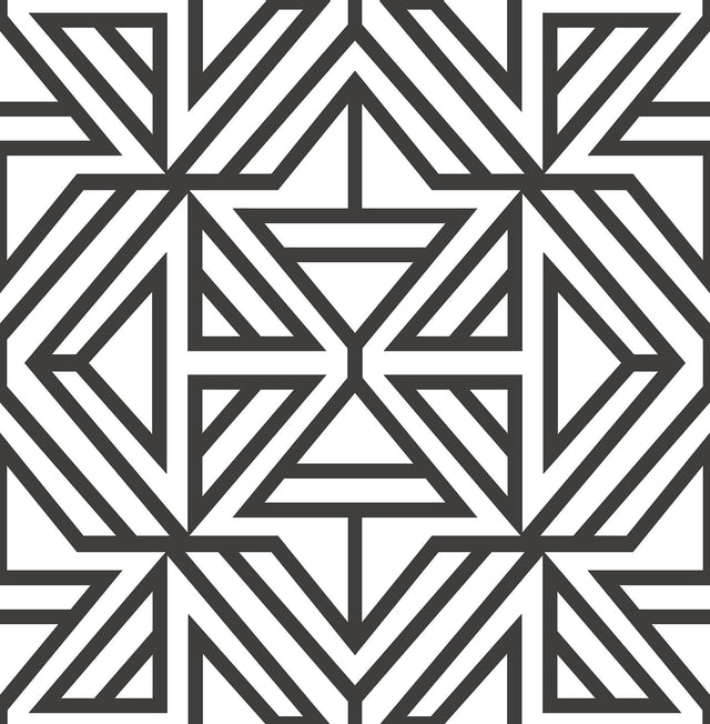 Helios Black Geometric Wallpaper with Modern Abstract Geometric Pattern - A-Street Prints 2902-25553
