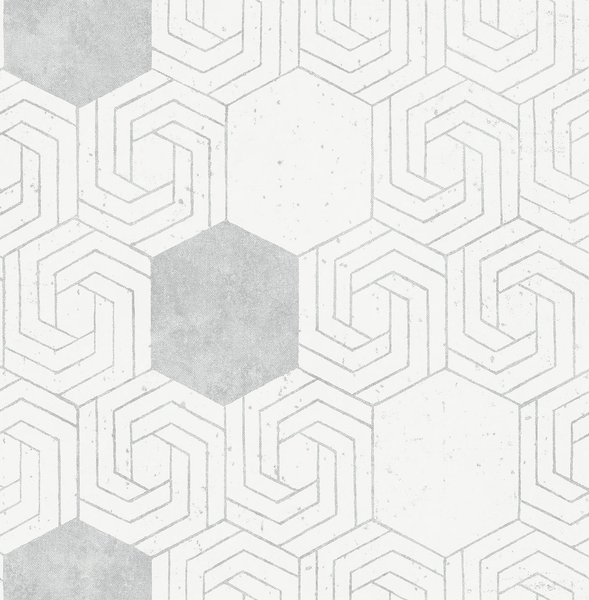 Momentum Off White Geometric Wallpaper with Glam Graphic Hexagon Pattern - A-Street Prints 2902-25555