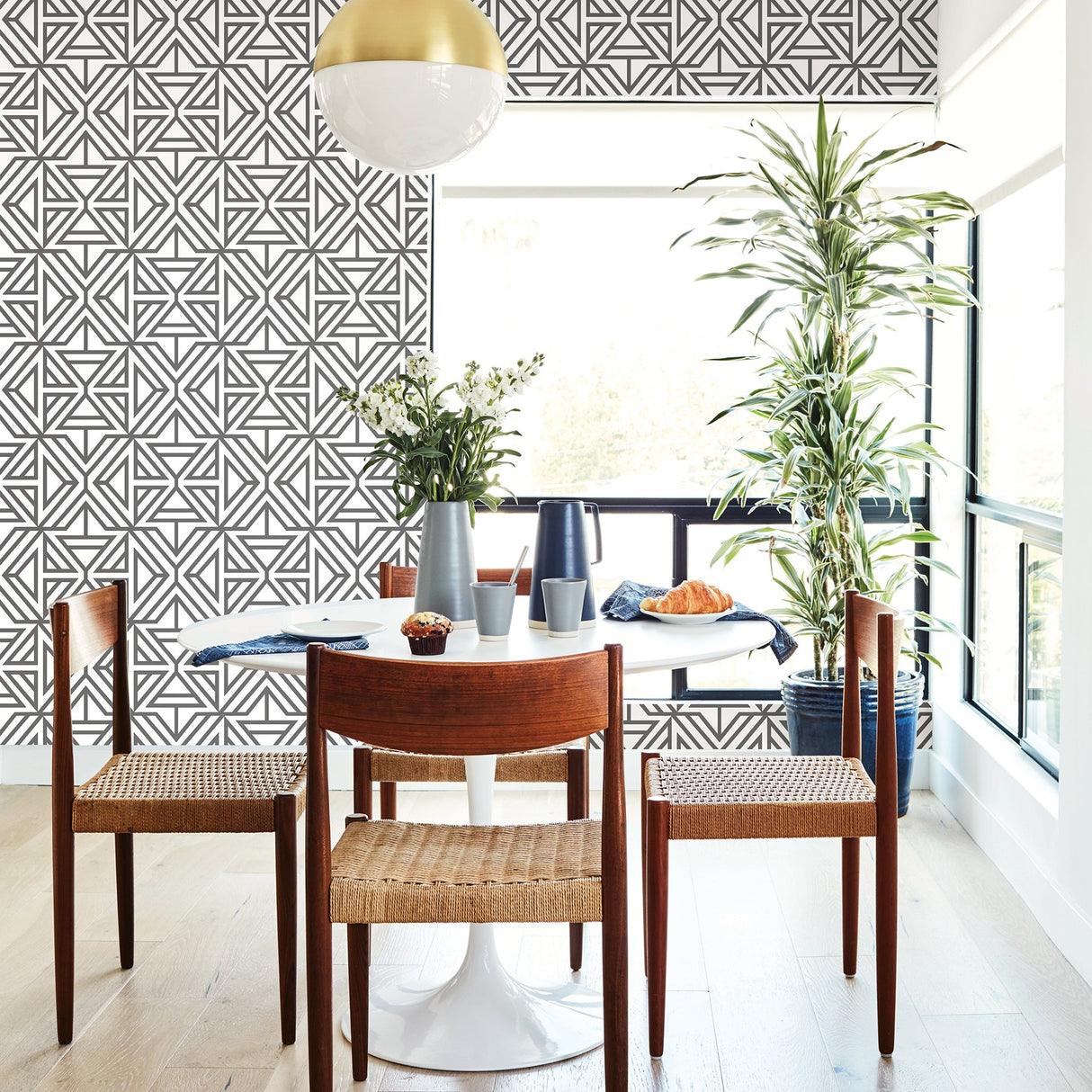 Helios Taupe Geometric Wallpaper with Abstract Feature Wall Pattern - A-Street Prints 2902-87331
