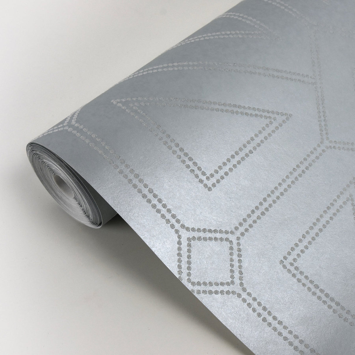 Voltaire Silver Beaded Geometric Wallpaper - A-Street Prints 2902-87334