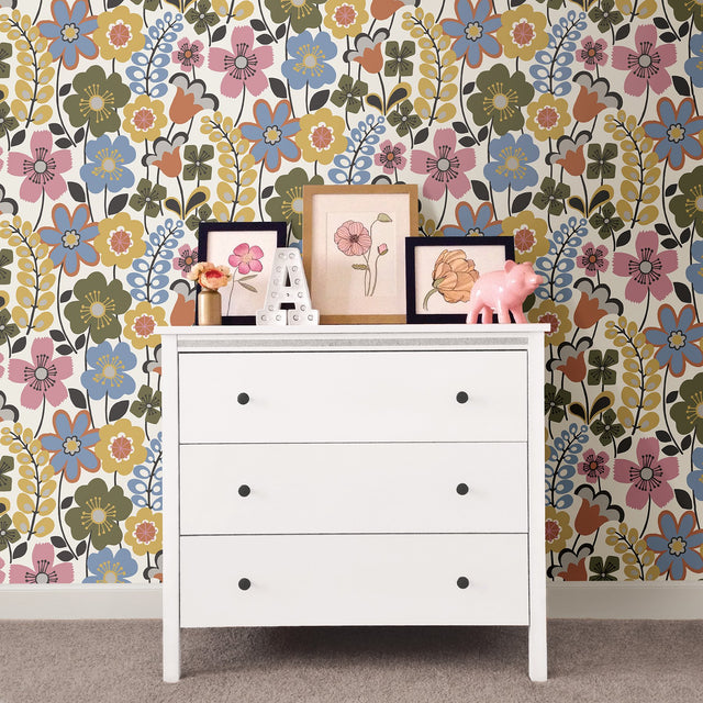 Piper Multicolor Floral Wallpaper with Botanical Flowers Motif - A-Street Prints 2903-25825