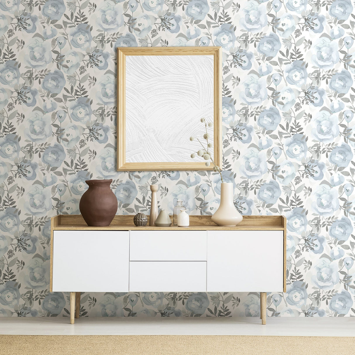 Orla Blue Floral Wallpaper with Watercolor Botanical Motif - A-Street Prints 2903-25841