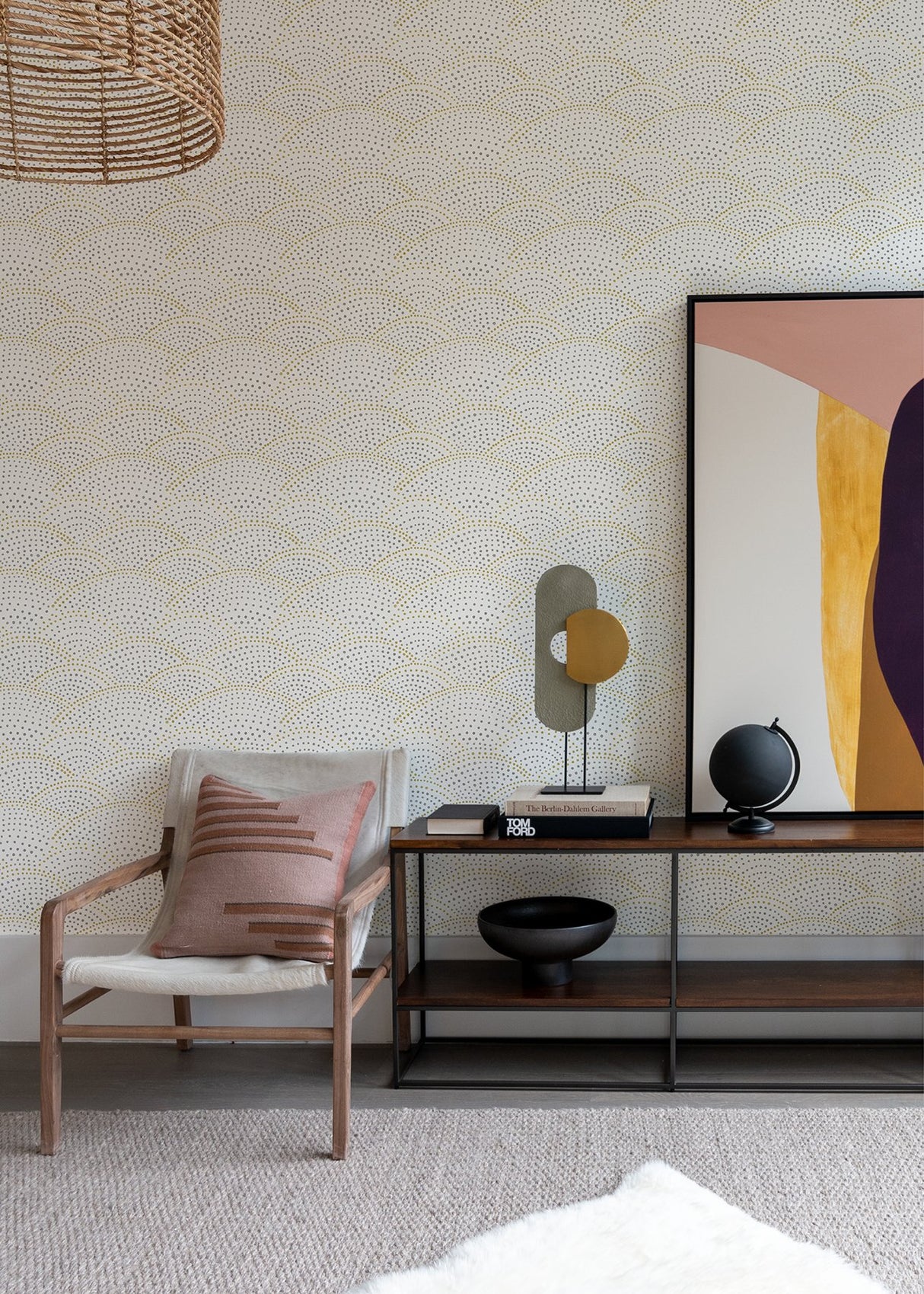 Bennett Grey Dotted Scallop Wallpaper with Eclectic Geometric Pattern - A-Street Prints 2903-25869