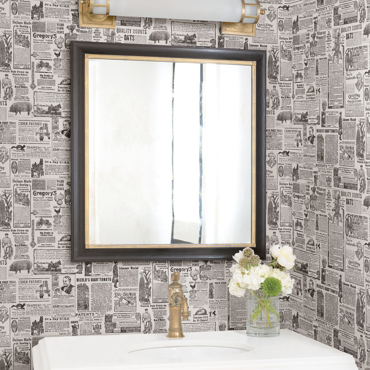 Underwood Black Newspaper Wallpaper with Vintage Graphics Novelty - Brewster 2904-13081