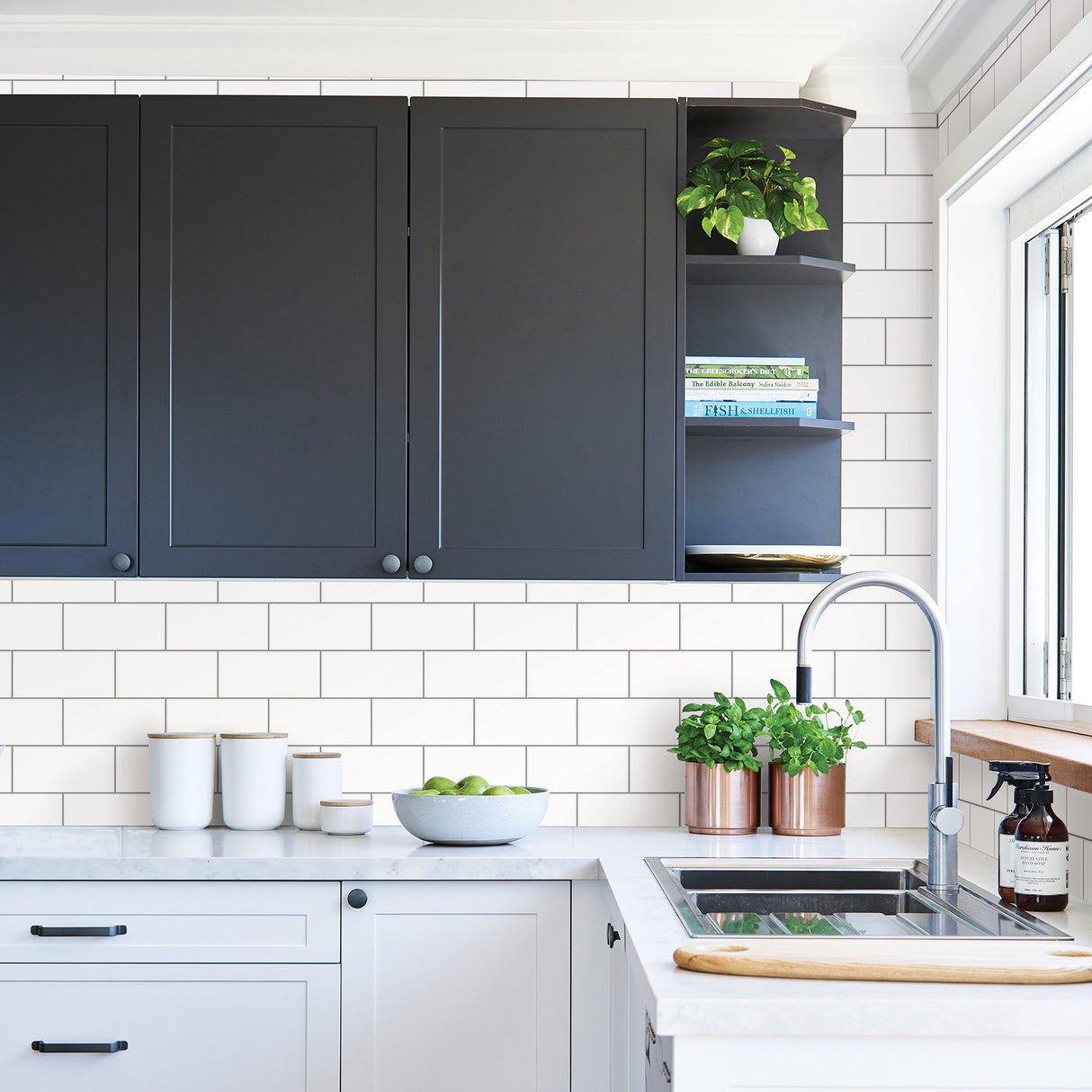 Easton Off White Paintable Subway Tile Wallpaper with Graphic Tile Motif - Brewster 2904-23750