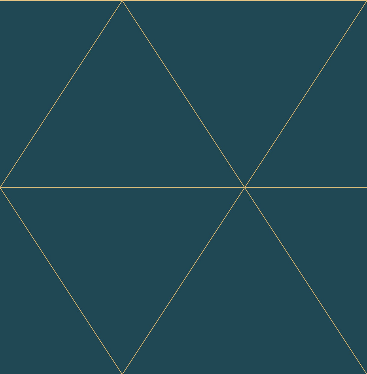 Twilight Teal Modern Geometric Wallpaper with Gold-Outlined Triangle Pattern - Brewster 2904-24228
