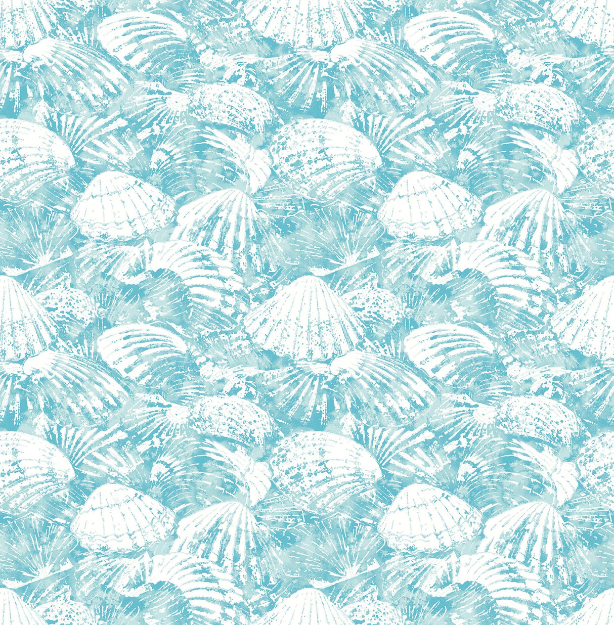Surfside Aqua Shells Wallpaper with Coastal Shell Motif - Brewster 2904-25688