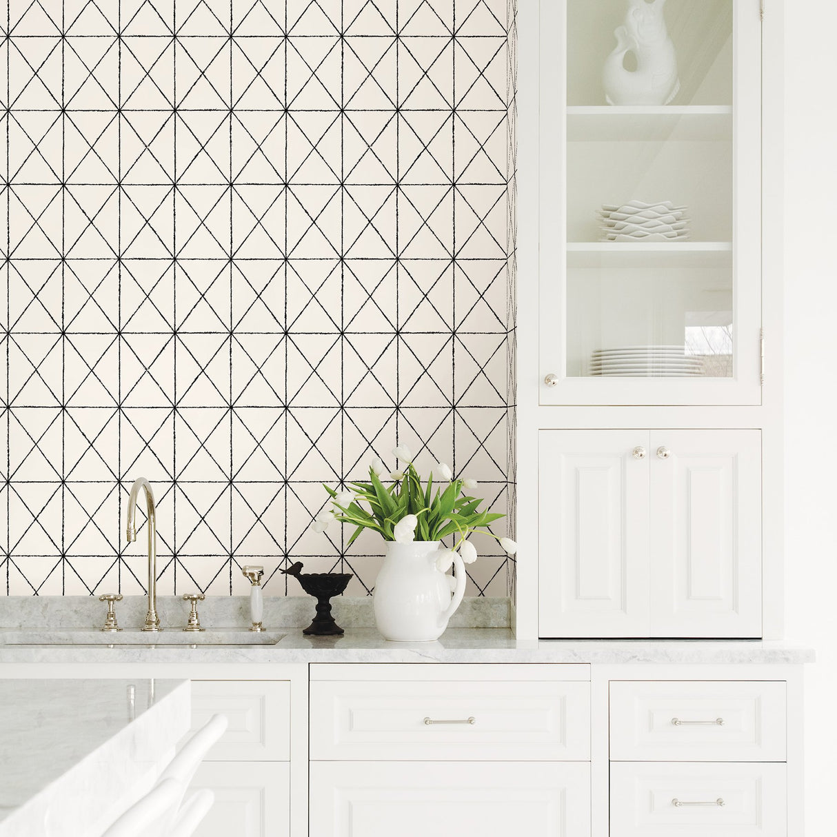 Intersection Black Diamond Wallpaper Black Geometric Kitchen & Bath Non Woven Paste the Wall - Brewster 2904-78003