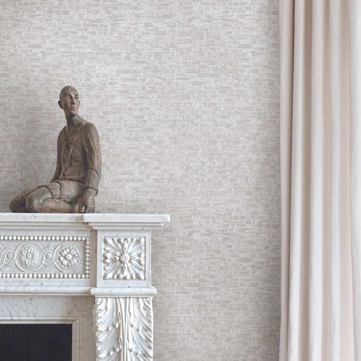 Belvedere Ivory Faux Slate Wallpaper with Textured Stone Pattern, Feature Wall Style - A-Street Prints 2908-24918