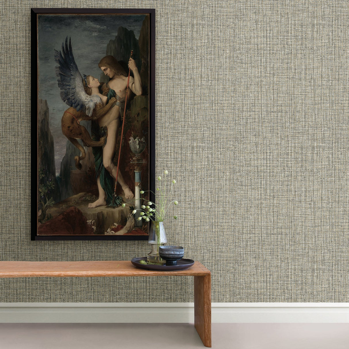 Rattan Coffee Woven Wallpaper with Faux Grasscloth Texture - A-Street Prints 2908-24941