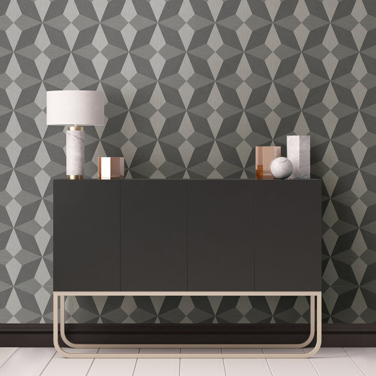 Valiant Grey Faux Grasscloth Geometric Wallpaper with Modern Geometric Pattern and Raised Ink - A-Street Prints 2908-25300