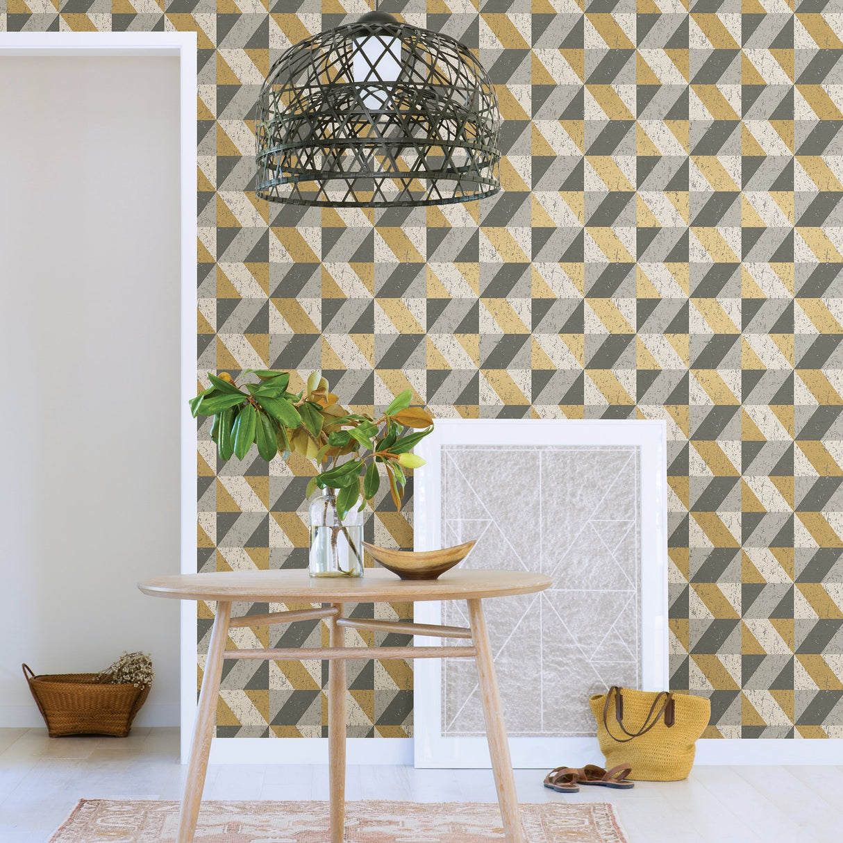 Cerium Metallic Concrete Geometric Wallpaper in Metallic - A-Street Prints 2908-25311