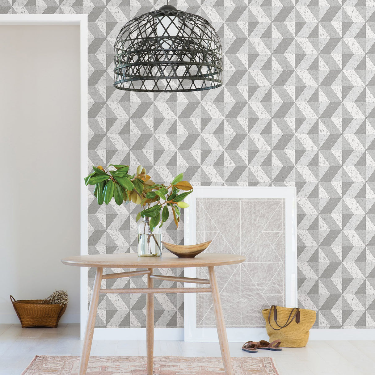 Cerium Grey Concrete Geometric Wallpaper with Modern Textured Pattern - A-Street Prints 2908-25314
