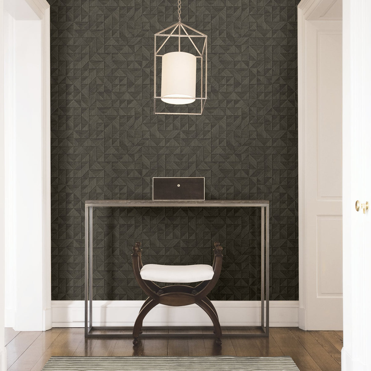 Gallerie Dark Brown Geometric Wood Wallpaper with Modern Geometric Wood Pattern - A-Street Prints 2908-25326