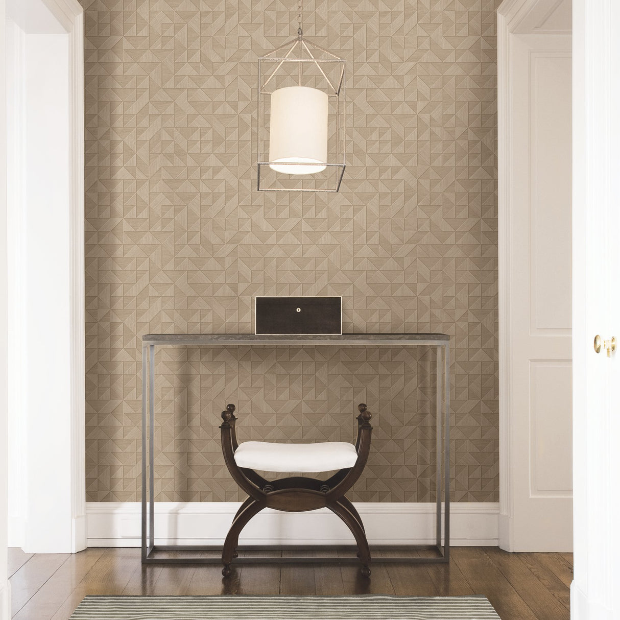 Gallerie Beige Geometric Wood Wallpaper with Raised Ink Modern Geometric Pattern - A-Street Prints 2908-25328