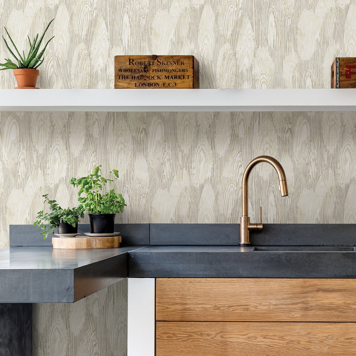 Monolith Silver Abstract Wood Wallpaper with Textured Metallic Wood Grain - A-Street Prints 2908-87119