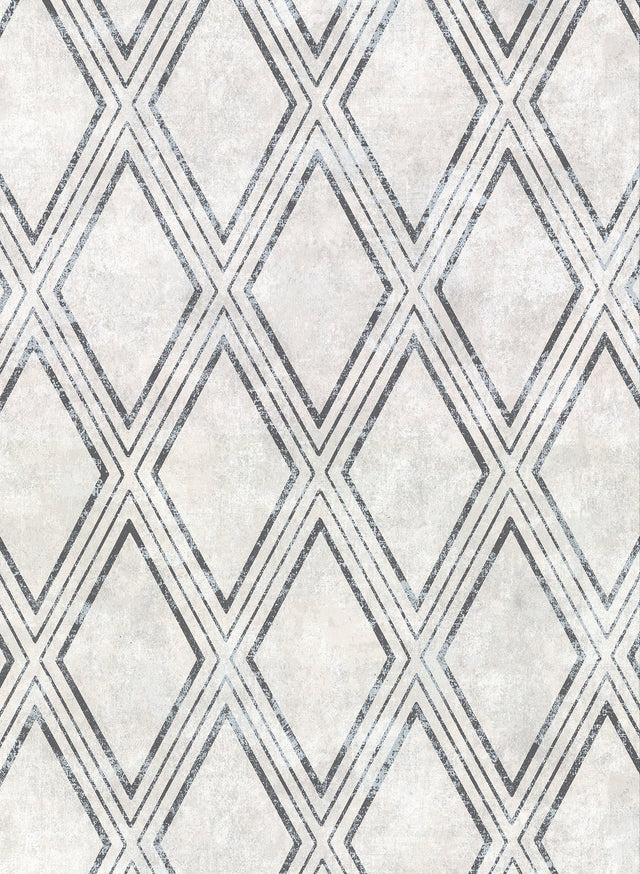 Dartmouth Light Grey Faux Plaster Geometric Wallpaper with Distressed Textures - Warner 2921-51000