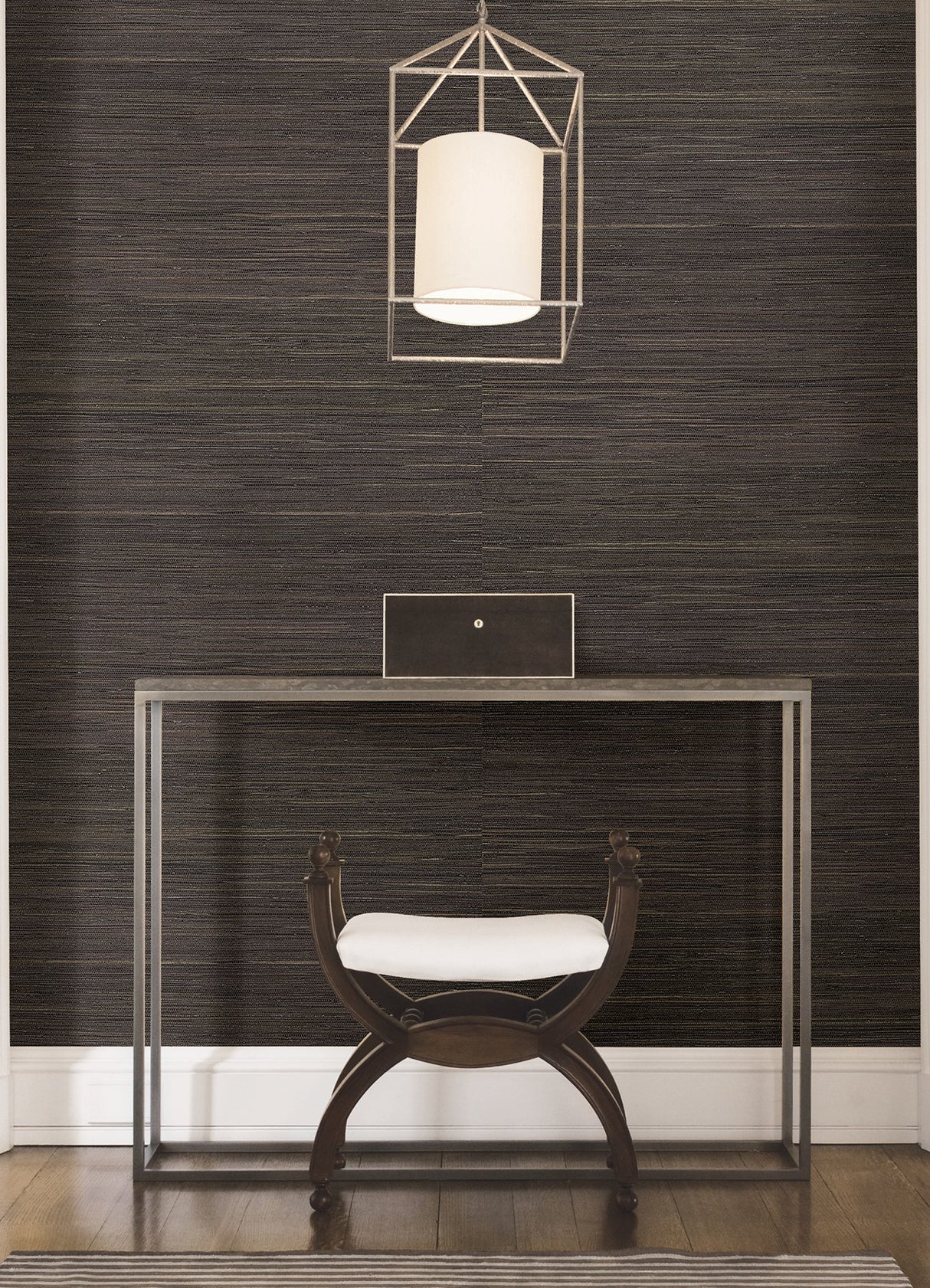Shandong Chocolate Grasscloth Wallpaper with Distressed Textures in Modern Ramie Weave - A-Street Prints 2923-80071