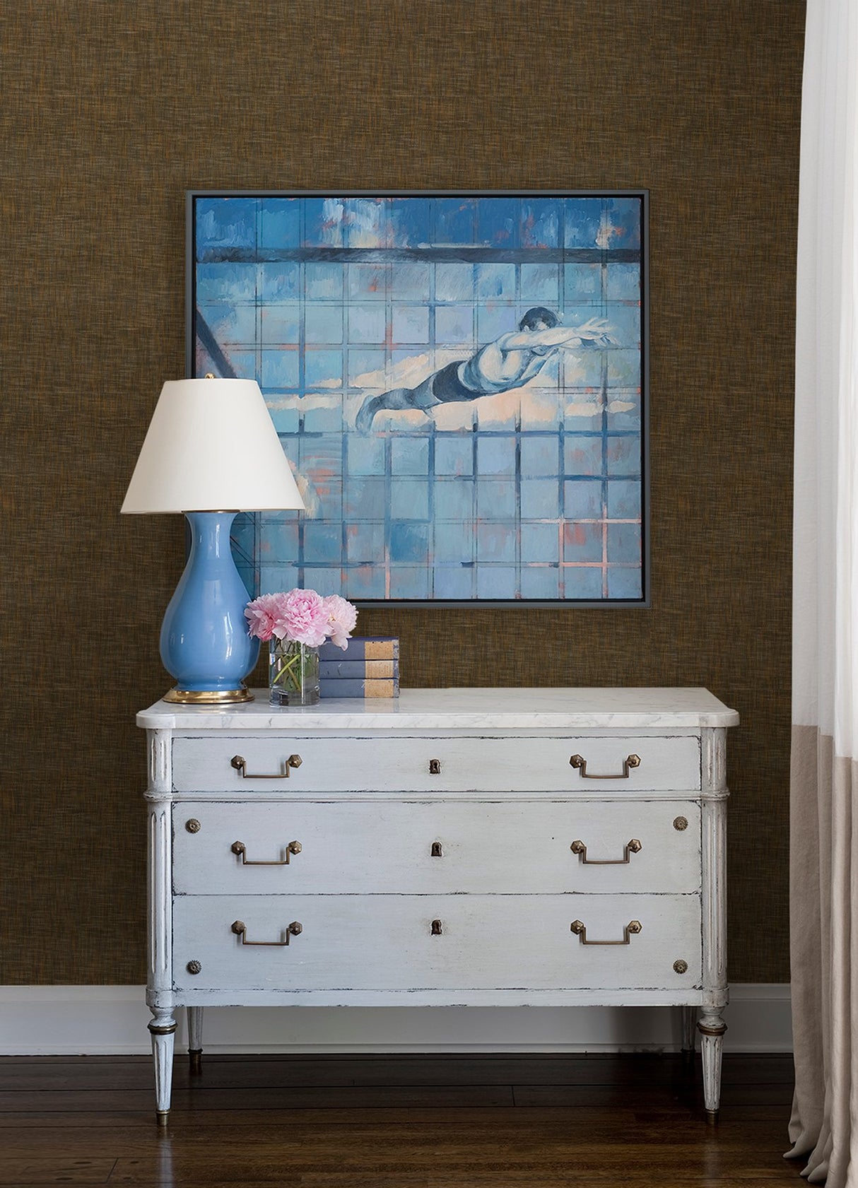 Genji Brown Woven Wallpaper with Fabric & Woven Textures - A-Street Prints 2923-88023