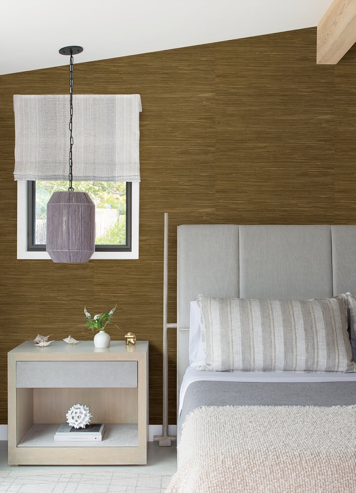 Zhilan Brown Grasscloth Wallpaper with Fabric & Woven Textures - A-Street Prints 2923-88046