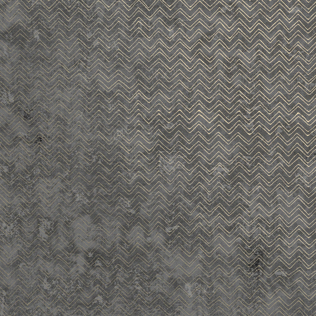 Luna Charcoal Distressed Chevron Wallpaper with Metallic Rose Gold Accents - Brewster 2927-00601