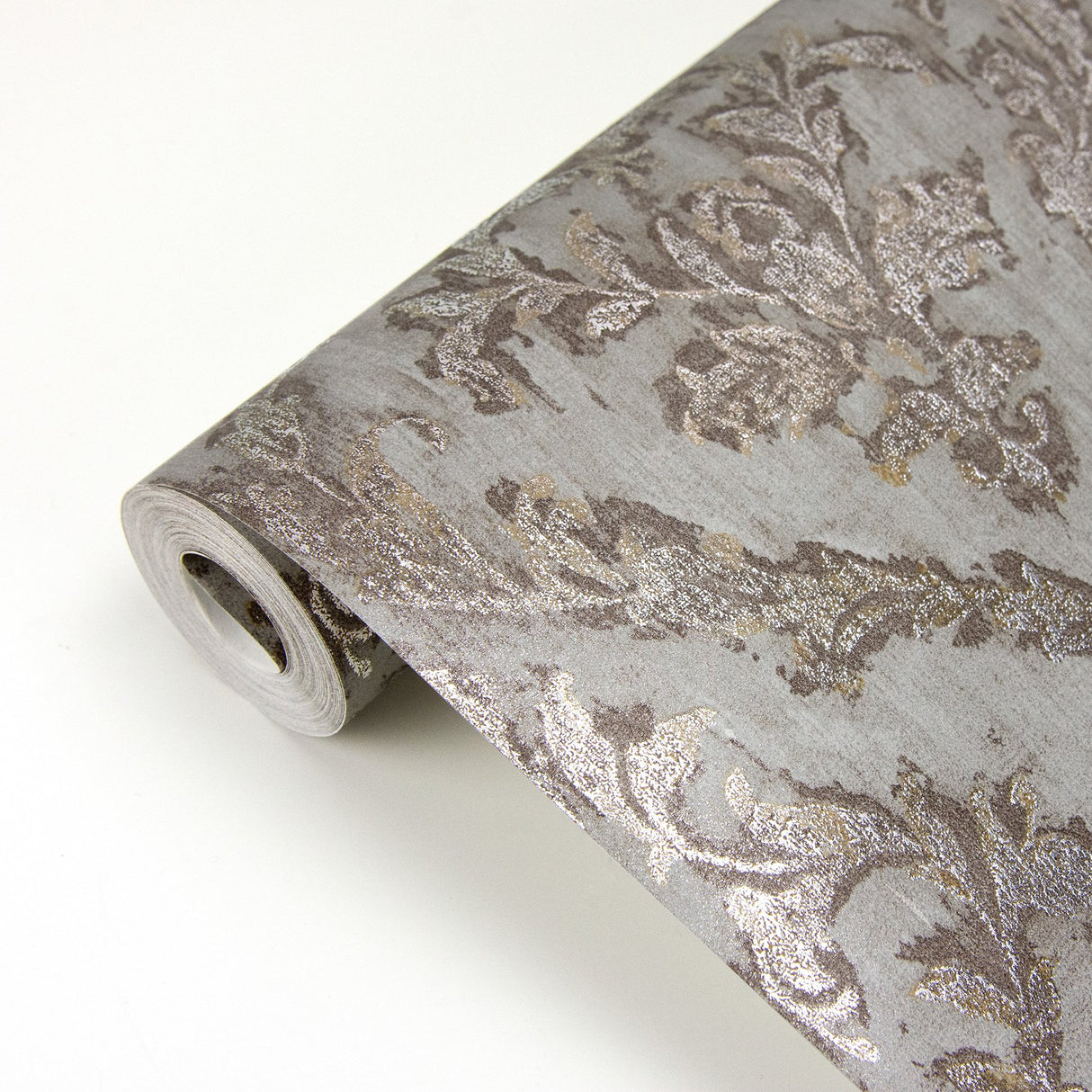 Lyra Bronze Damask Wallpaper with Metallic Glam Abstract Pattern - Brewster 2927-20102
