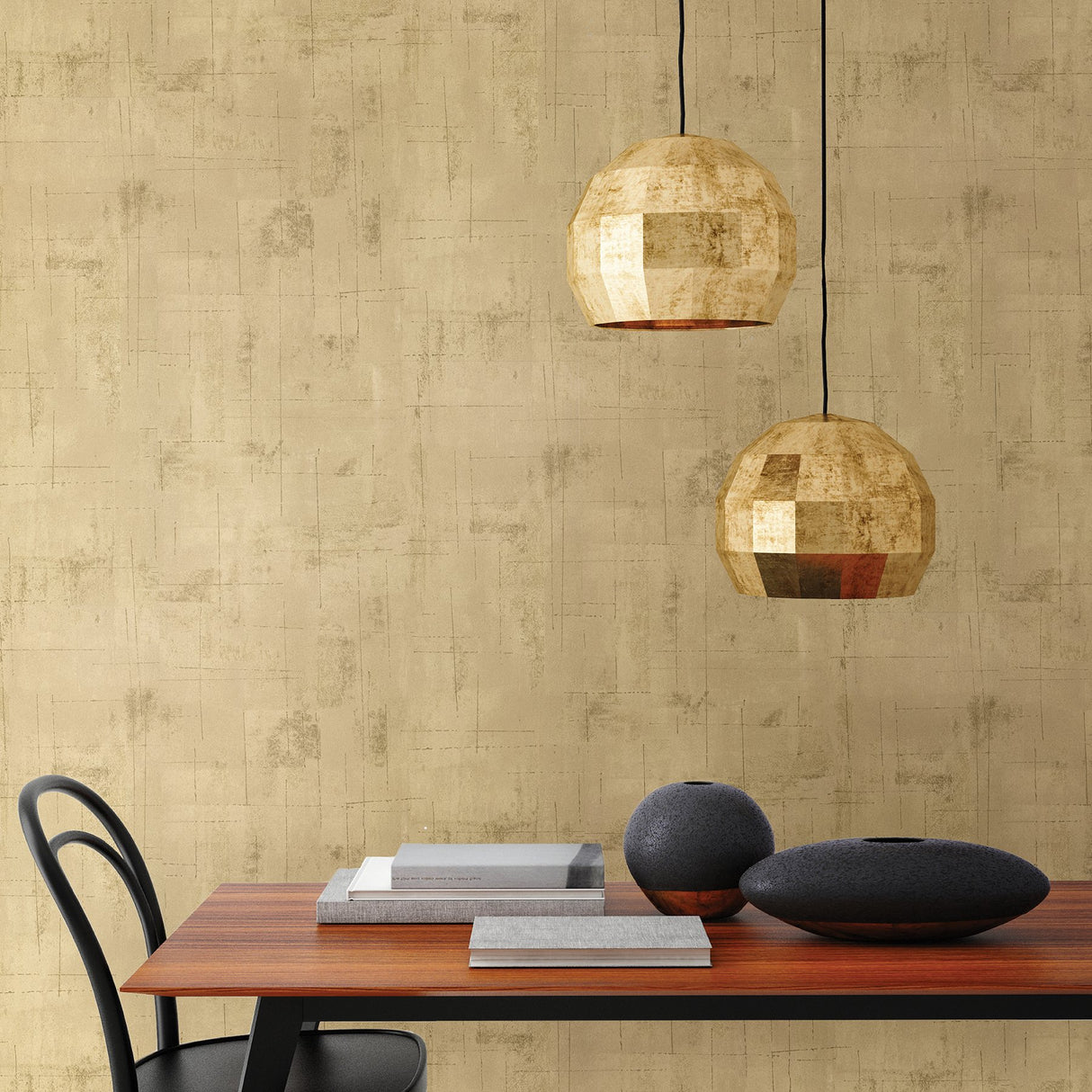 Ozone Gold Texture Wallpaper with Distressed Textures Glam Abstract Pattern - Brewster 2927-20406