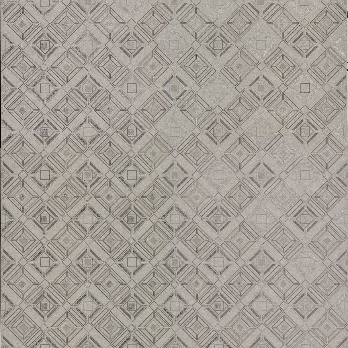 Sonic Light Grey Geometric Wallpaper with Metallic Abstract Geometrics - Brewster 2927-20501