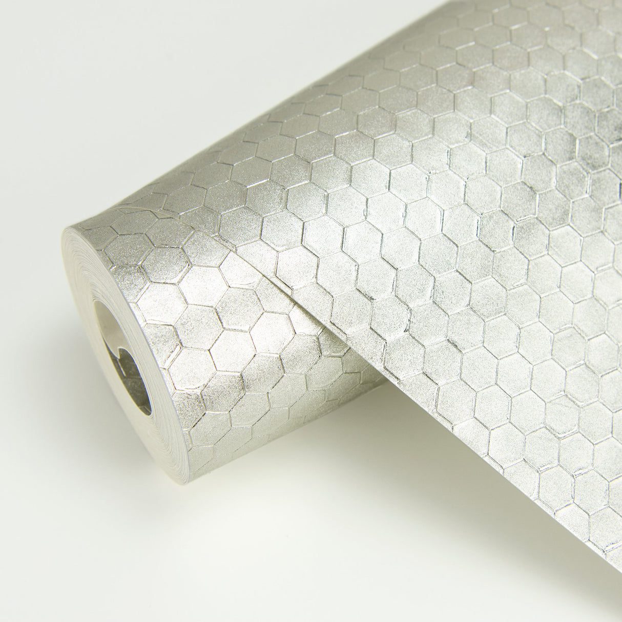 Carbon Platinum Honeycomb Geometric Wallpaper with Industrial Abstract Pattern - Brewster 2927-42486