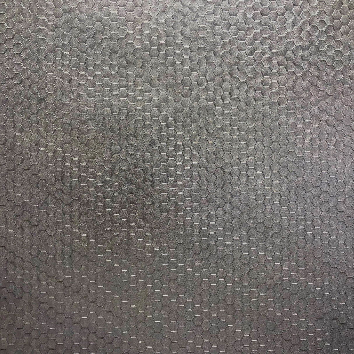 Carbon Pewter Honeycomb Geometric Wallpaper with Metallic Raised-Ink Hexagon Motif - Brewster 2927-42488