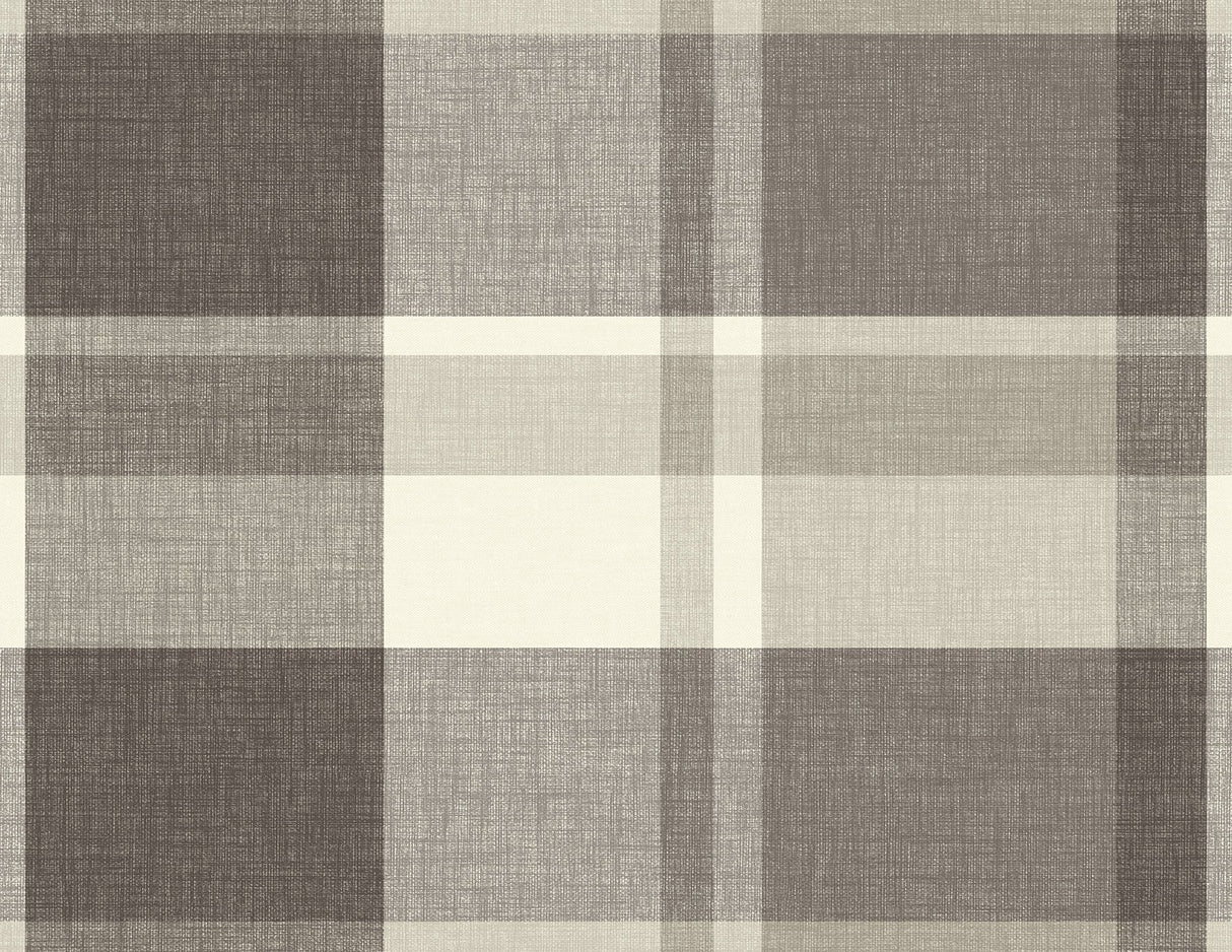 Madaket Charcoal Plaid Wallpaper with Fabric Woven Texture - A?Street Prints 2927-81100