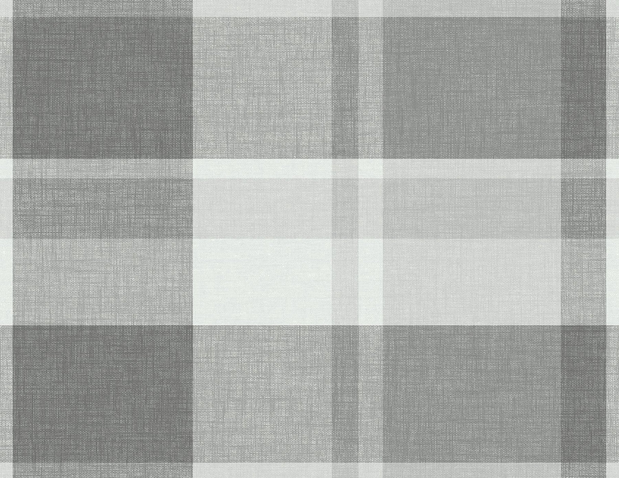 Madaket Dark Grey Plaid Wallpaper with Fabric & Woven Textures Pattern - A-Street Prints 2927-81108