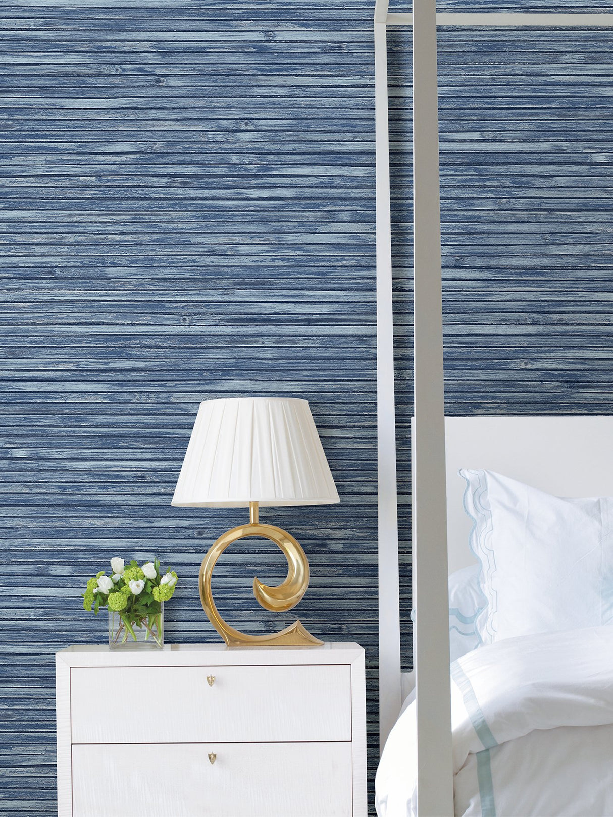 Bellport Denim Wooden Slat Wallpaper with Coastal Wood Graphic Motif - A-Street Prints 2927-81302