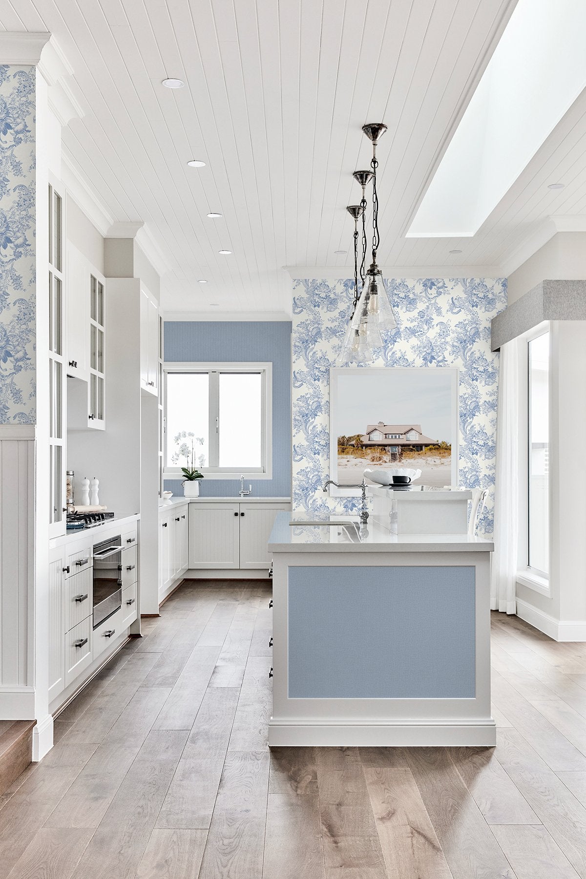 Carmel Light Blue Baroque Florals Wallpaper with Farmhouse Floral Pattern - A-Street Prints 2927-81602