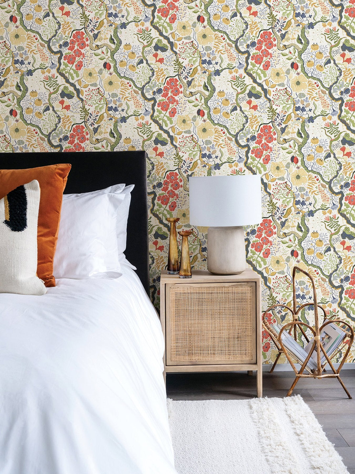 Ann Green Floral Vines Wallpaper with Botanical Scandinavian Pattern - A-Street Prints 2932-65102SAM