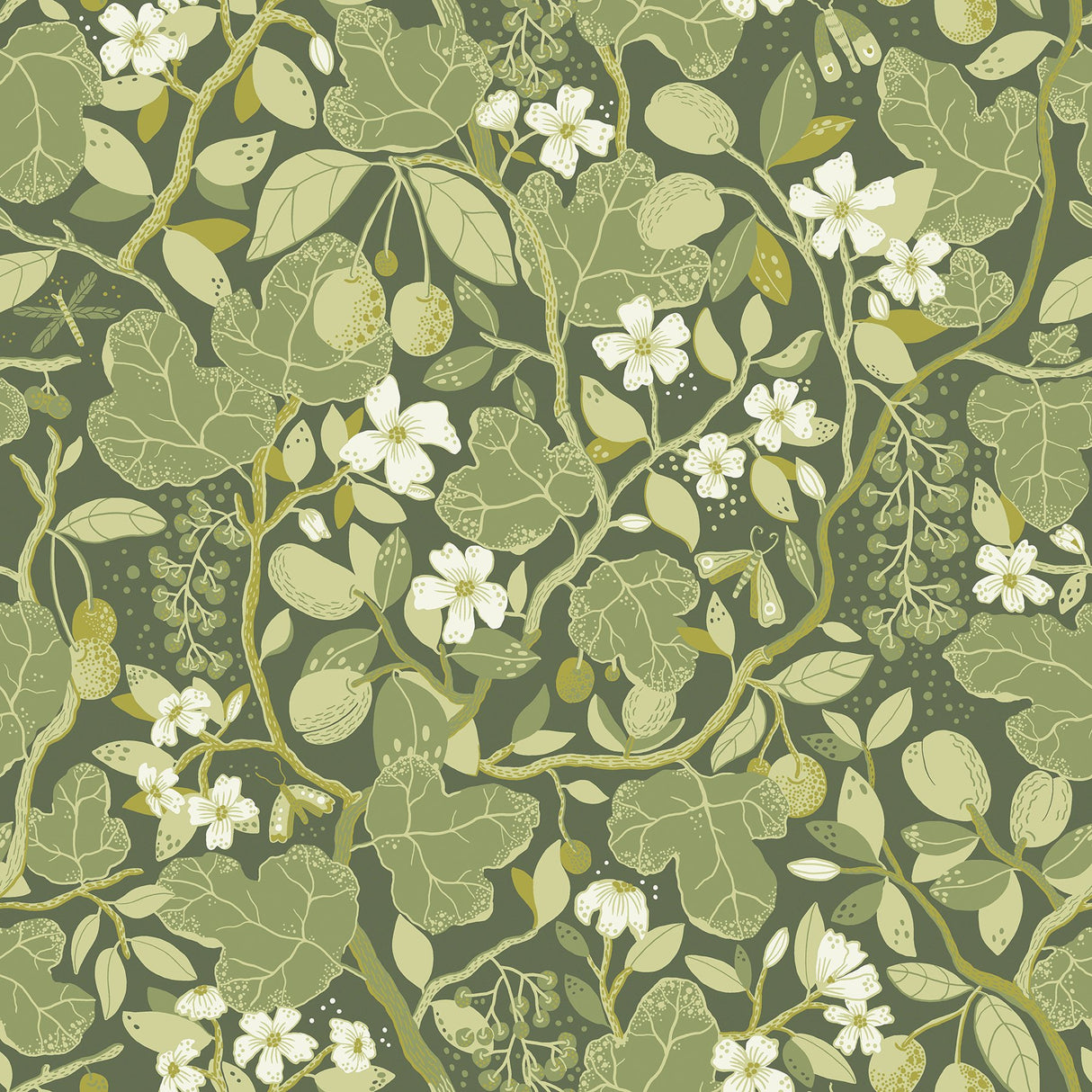 Ewald Green Garden Vines Wallpaper with Botanical Floral Pattern - A-Street Prints 2932-65121