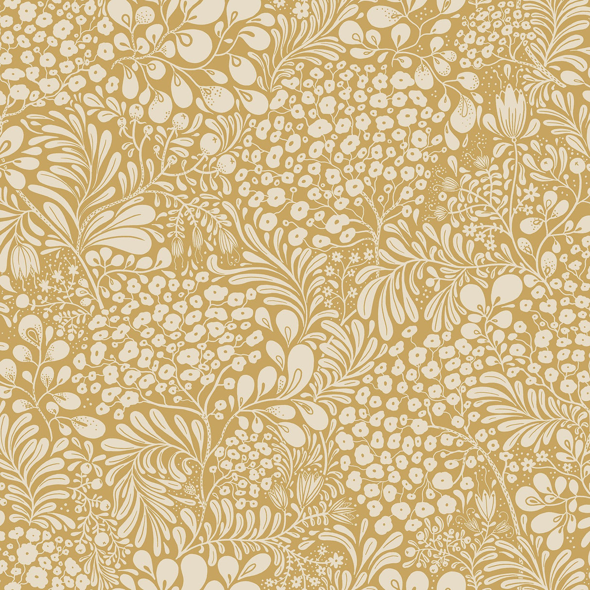 Siv Mustard Botanical Wallpaper with Scandinavian Non Woven Floral Pattern - A-Street Prints 2932-65127