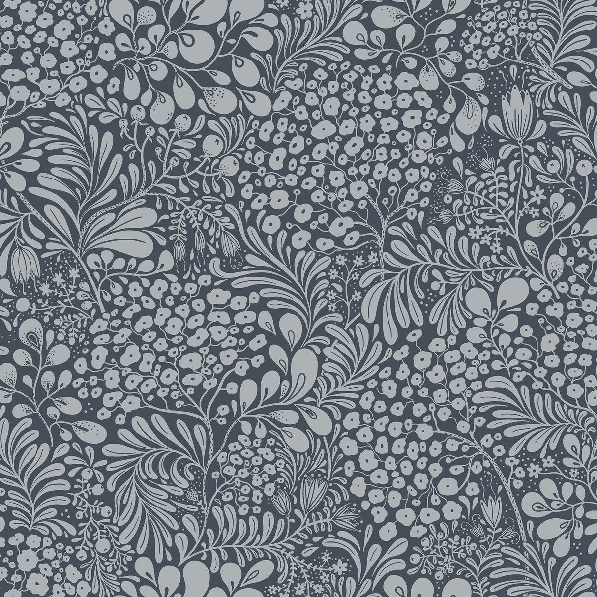 Siv Dark Blue Botanical Wallpaper with Scandinavian Botanical Pattern - A-Street Prints 2932-65129