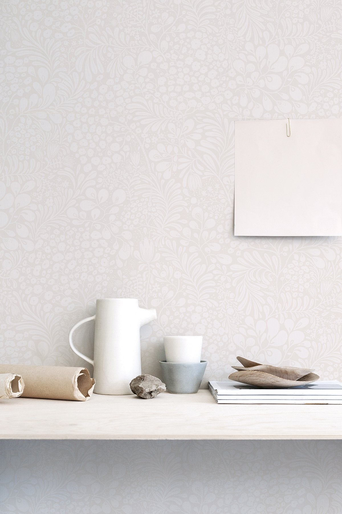 Siv Light Grey Botanical Wallpaper with Scandinavian Non Woven Paste-the-Wall Design - A-Street Prints 2932-65132